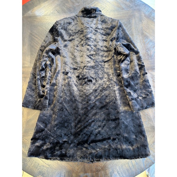 NWOT Melanie Lynn Faux Fur Long coat Mink Brown Rayon Cotton Large Metal Clasps - Picture 11 of 16